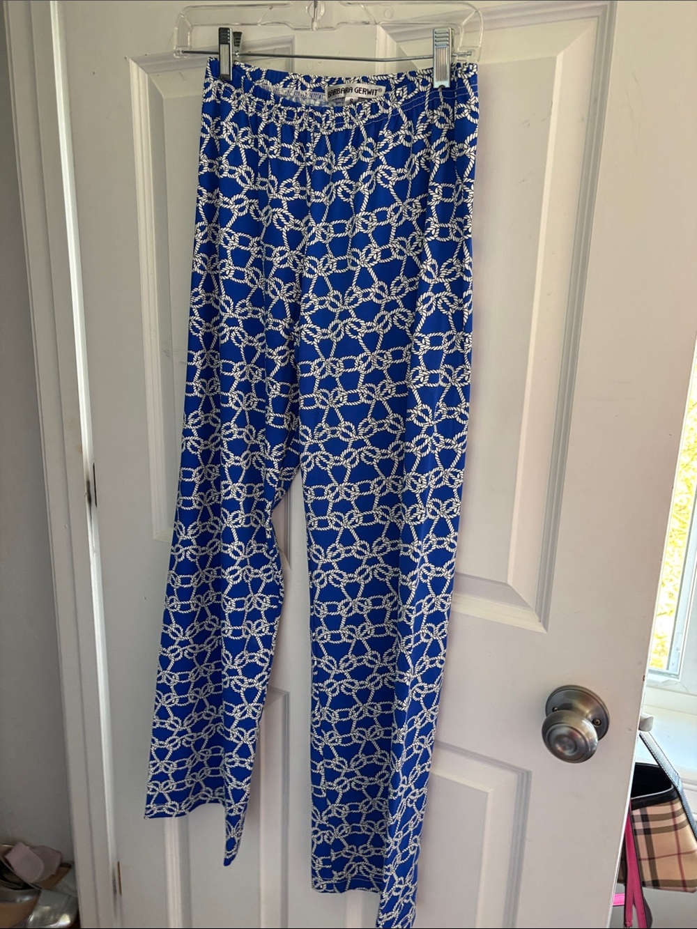 Barbara Gerwit Blue Rope-Print Pull-On Pants